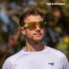 imageKastKing Tarkio Polarized Fishing Sunglasses Large Single PC Lenses Rimless Wrap Design UV400 Protection Sports SunglassesJ Double Matte Solid Yellow Frame  Amber Mirror