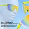 imageKastKing Tarkio Polarized Fishing Sunglasses Large Single PC Lenses Rimless Wrap Design UV400 Protection Sports SunglassesJ Double Matte Solid Yellow Frame  Amber Mirror