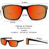 imageKastKing Toccoa Polarized Sport Sunglasses for Men and WomenIdeal for Driving Fishing Cycling and RunningUV ProtectionH Frame Gloss BlackLens Amber Base Scarlet