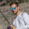 imageKastKing Toccoa Polarized Sport Sunglasses for Men and WomenIdeal for Driving Fishing Cycling and RunningUV ProtectionN Frame Gloss Tal Light Blue Lens Smoke  Ice Blue Mirror