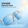 imageKastKing Toccoa Polarized Sport Sunglasses for Men and WomenIdeal for Driving Fishing Cycling and RunningUV ProtectionN Frame Gloss Tal Light Blue Lens Smoke  Ice Blue Mirror