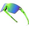 imageKastKing Tarkio Polarized Fishing Sunglasses Large Single PC Lenses Rimless Wrap Design UV400 Protection Sports SunglassesI Double Matte Solid Green Frame  Chartreuse