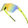 imageKastKing Tarkio Polarized Fishing Sunglasses Large Single PC Lenses Rimless Wrap Design UV400 Protection Sports SunglassesJ Double Matte Solid Yellow Frame  Amber Mirror