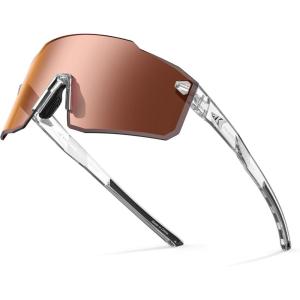 imageKastKing Etowah Polarized Sports Fishing Sunglasses With PuriVex Protective Lens Coating Rimless Wrap Design Men WomenA Gloss Crystal Frame  Copper Silver Mirror