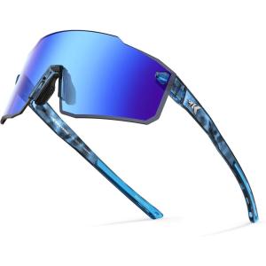imageKastKing Etowah Polarized Sports Fishing Sunglasses With PuriVex Protective Lens Coating Rimless Wrap Design Men WomenC Gloss Navy Blue Demi Frame  Smoke Ice Blue Mirror