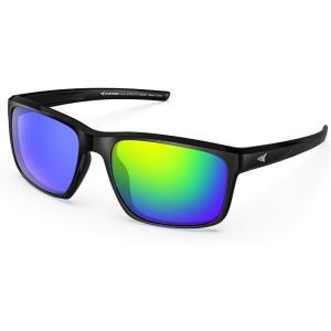 imageKastKing Toccoa Polarized Sport Sunglasses for Men and WomenIdeal for Driving Fishing Cycling and RunningUV ProtectionL Frame Gloss Black  Lens Brown Base  Chartreuse Mirror
