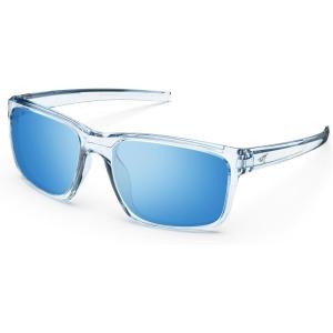 imageKastKing Toccoa Polarized Sport Sunglasses for Men and WomenIdeal for Driving Fishing Cycling and RunningUV ProtectionN Frame Gloss Tal Light Blue Lens Smoke  Ice Blue Mirror