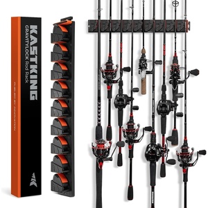 image:imageKastKing GravityLock V8 Multifunction Fishing Rod Holder Wall Mounted Fishing Rod Rack Holds 8 Fishing Rods or Combos One Adjustable Clip Patented Builtin Line Spooler amp Cutter HeavyDuty GripBV9 Store 9 Combos  1 Pack