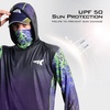 image:imageKastKing Mens Hoodie Shirt UPF 50 Long Sleeve Fishing Shirt UV Protection ShirtOwildcat Purple and Lime Green With Neck Gaiter