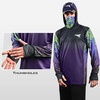 image:imageKastKing Mens Hoodie Shirt UPF 50 Long Sleeve Fishing Shirt UV Protection ShirtOwildcat Purple and Lime Green With Neck Gaiter