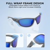 image:imageKastKing Hiwassee Polarized Sport Sunglasses for Men and Women Wrap Sunglasses for Fishing Cycling and RunningUV ProtectionFrame Matte Smoke Crystal  Lens Cobalt Mirror
