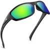 image:imageKastKing Hiwassee Polarized Sport Sunglasses for Men and Women Wrap Sunglasses for Fishing Cycling and RunningUV ProtectionFrame Black  Lens Chartreuse Mirror