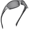 image:imageKastKing Hiwassee Polarized Sport Sunglasses for Men and Women Wrap Sunglasses for Fishing Cycling and RunningUV ProtectionFrame Gloss Metalic Gun  Lens Silver Mirror